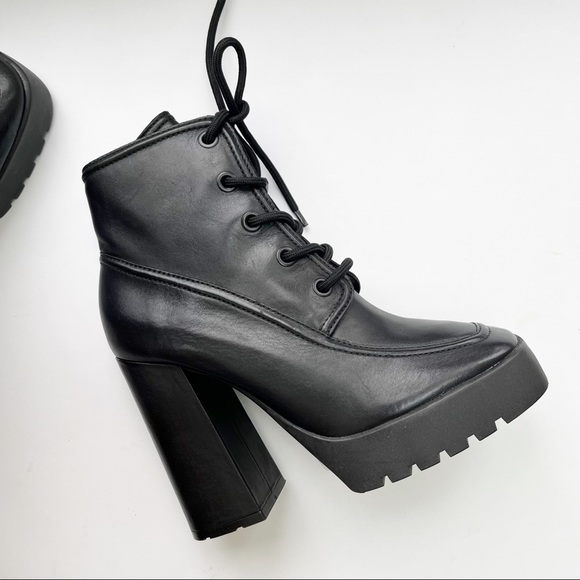 SCHUTZ Taliani Black Leather Lace Up Platform Boots 8 - Picture 5 of 10